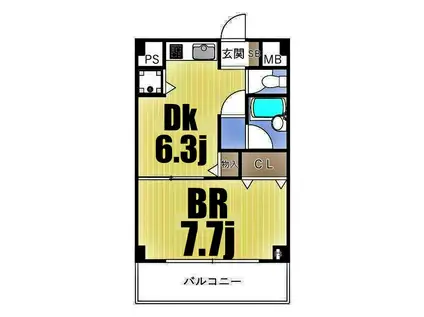 アソルティ関内大通公園(1DK/6階)の間取り写真