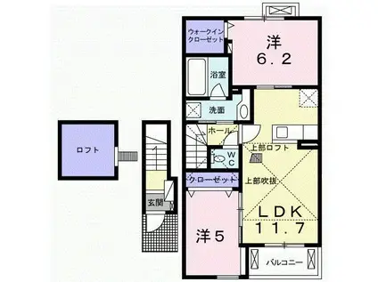 グラース II(2LDK/2階)の間取り写真
