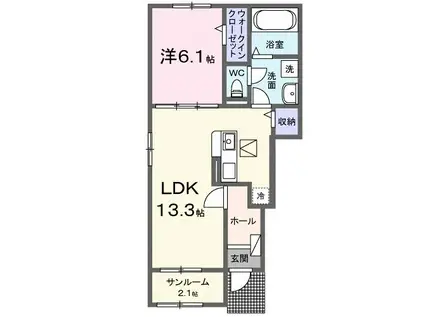 GRADOII C(1LDK/1階)の間取り写真