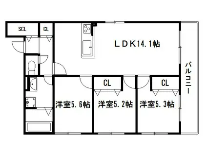地下鉄東西線 三条京阪駅 徒歩2分 3階建 築7年(3LDK/3階)の間取り写真