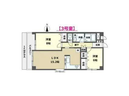 リバーパーク(2LDK/2階)の間取り写真