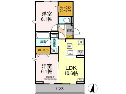 LAUNA HEIWA(2LDK/1階)の間取り写真