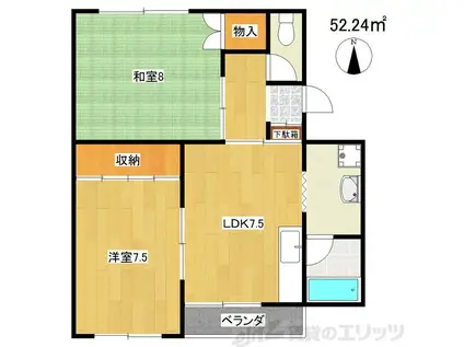 サンライズ栄(2DK/3階)の間取り写真