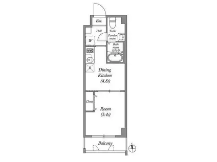 アーバハイツ六町環七北通(1DK/3階)の間取り写真