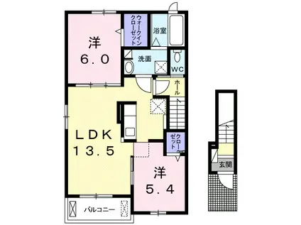 メゾン エインシェントII(2LDK/2階)の間取り写真