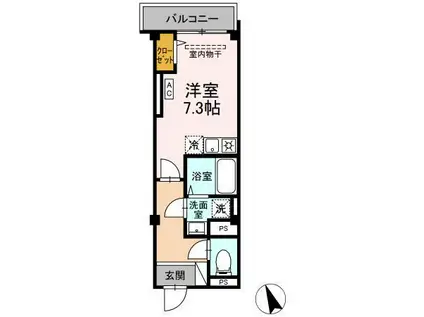 SKEY RESIDENCE塚越(ワンルーム/1階)の間取り写真