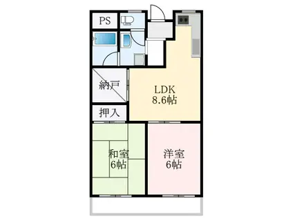 金剛グリーンハイツNC棟 (2SLDK/2階)の間取り写真