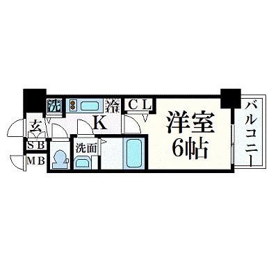 プレサンス心斎橋ブライト(1K/11階)の間取り写真