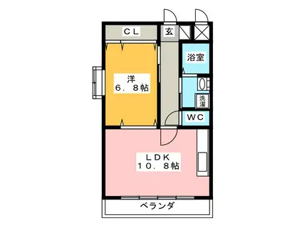 JUNE(1LDK/1階)の間取り写真