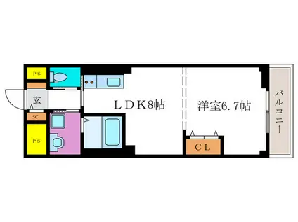 S.CREEK長岡京(1LDK/2階)の間取り写真