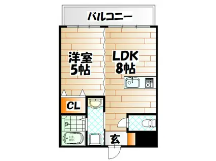 三萩野ビル(1LDK/5階)の間取り写真