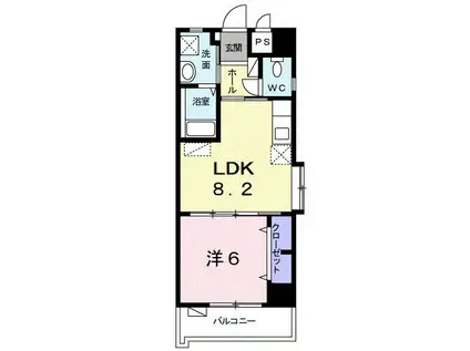 コーポYAKAゆちばな(1LDK/4階)の間取り写真