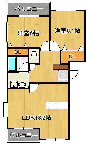 ファインメゾン上の原(2LDK/3階)の間取り写真