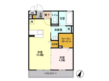 ピラタス X(1LDK/1階)の間取り写真