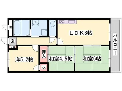 リゾティ英賀保(3LDK/2階)の間取り写真