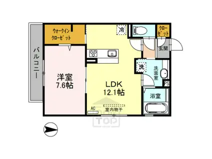 メディオ総持寺(1LDK/3階)の間取り写真