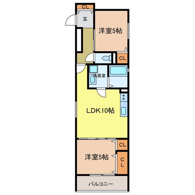 クリエオーレ菊水町(2LDK/1階)の間取り写真