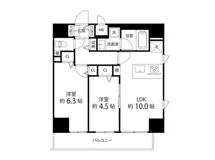 SAION町屋 旧レフィールオーブ町屋駅前(2LDK/12階)の間取り写真