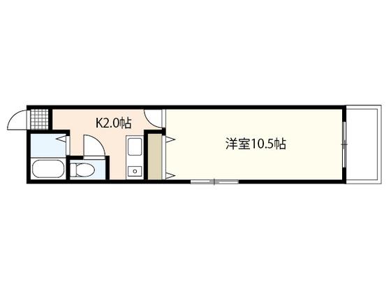 アクアコート庚午(1K/3階)の間取り写真