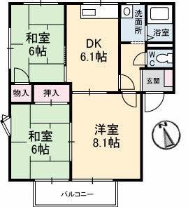 マナハイツ A棟(3DK/2階)の間取り写真