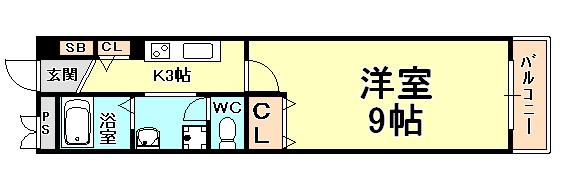 DPAL24甲南山手(1K/7階)の間取り写真