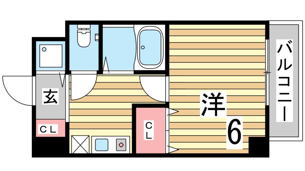 アスール神戸(1K/2階)の間取り写真