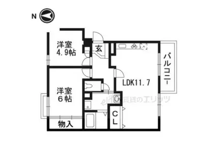 シティーコートSUMISHOII(2LDK/1階)の間取り写真