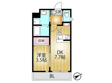 AQUE19(1DK/1階)の間取り写真