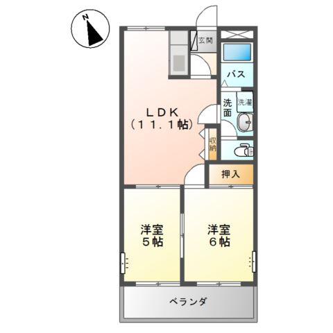 マーキュリーII(2LDK/2階)の間取り写真