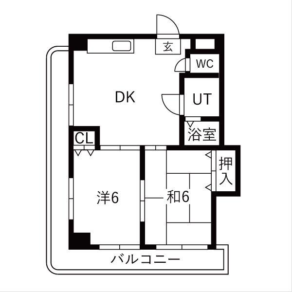 インテリジェント千種(2DK/7階)の間取り写真