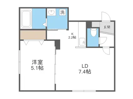 LA CONFORTO野幌(1LDK/4階)の間取り写真