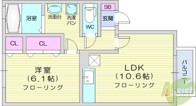 クラレンスホワイトⅡ(1LDK/2階)の間取り写真