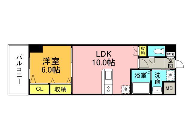 白島城北東亜ビル(1LDK/15階)の間取り写真