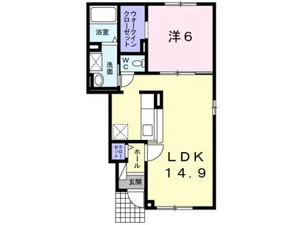 リバティ パー オン(1LDK/1階)の間取り写真