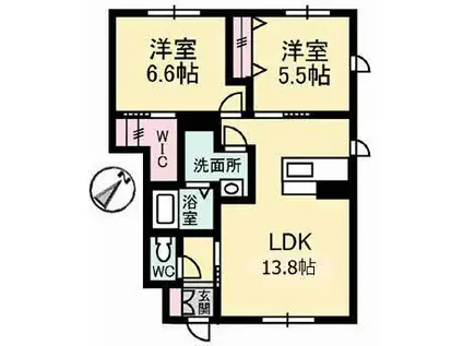 グランマスト川口 A棟(2LDK/1階)の間取り写真