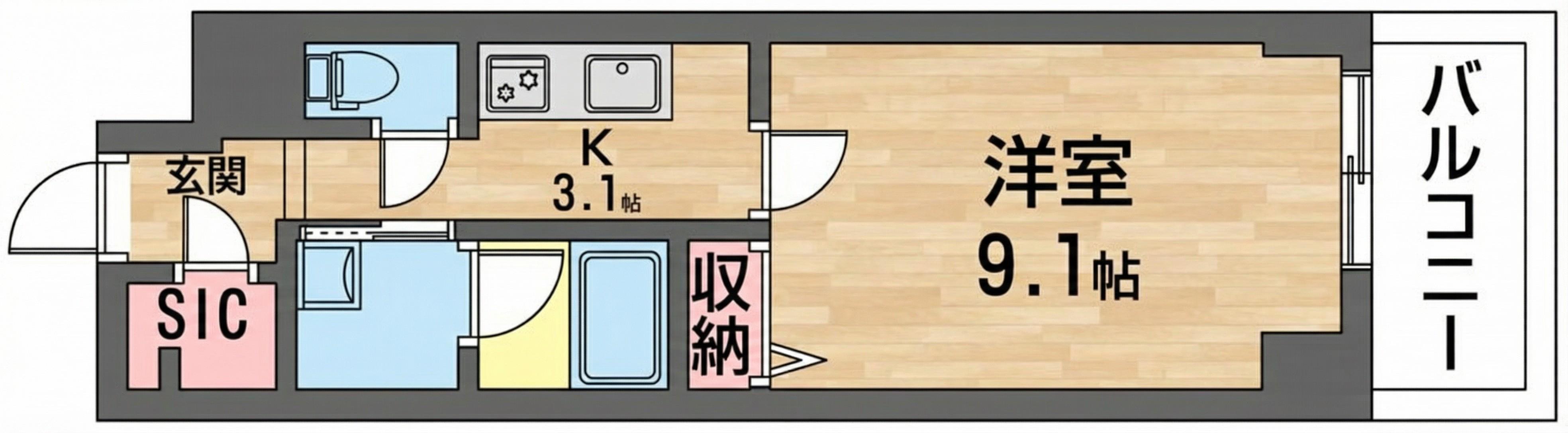 サンエール南堀江(1K/2階)の間取り写真