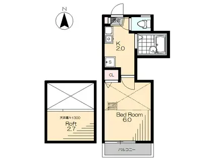 ビュータマガワ(1K/1階)の間取り写真