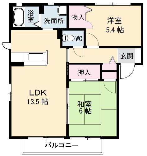 メゾン・ド・セリーヌ I(2LDK/2階)の間取り写真