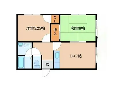 レークヒル(2DK/1階)の間取り写真