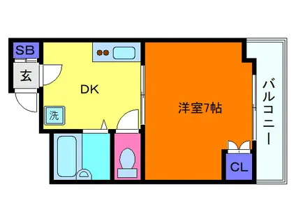 あゆみ六甲ハウス(1DK/2階)の間取り写真