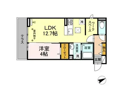 D-ROOM住吉 B(1LDK/1階)の間取り写真