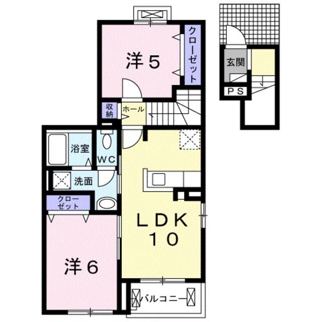 ルミナーレ西浜(2LDK/2階)の間取り写真