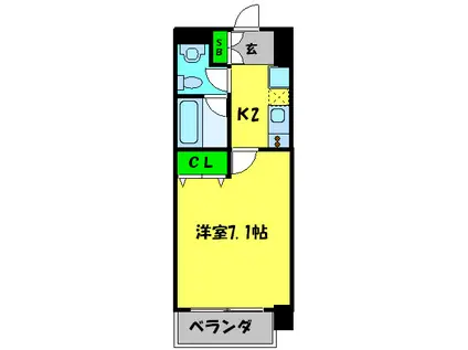 DIORECREST東心斎橋(1K/6階)の間取り写真