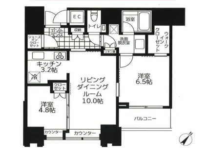 THE ROPPONGI TOKYO CLUB RESIDENCE(2LDK/14階)の間取り写真