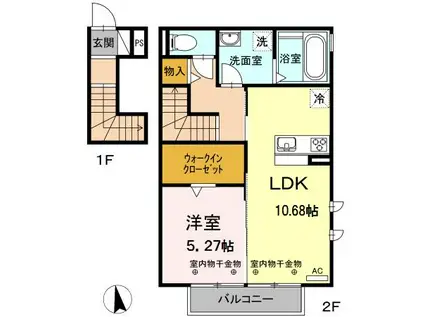 アメニティ31(1LDK/2階)の間取り写真
