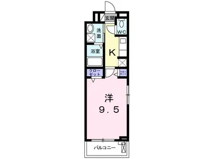 ルミウスV(1K/2階)の間取り写真