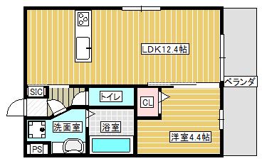 ラ・エスパシオ合志II(1LDK/1階)の間取り写真