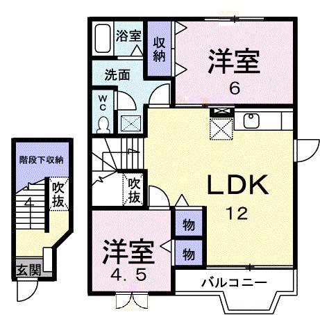 コーポ石川A(2LDK/2階)の間取り写真