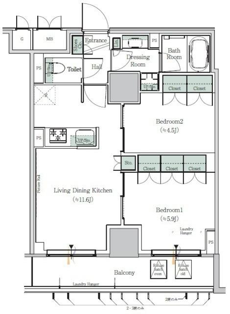 ONE ROOF RESIDENCE NISHI NIPPORI(2LDK/15階)の間取り写真