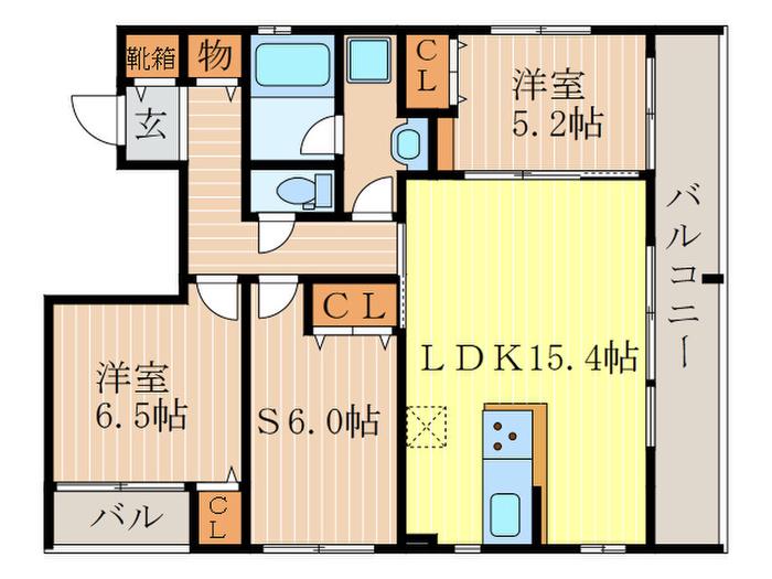 グラシア高倉(2SLDK/4階)の間取り写真